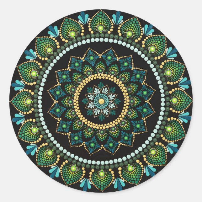 Adesivo Green Mandala | Pintado manualmente | Geometria Sa (Frente)