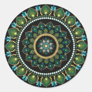 Adesivo Green Mandala   Pintado manualmente   Geometria Sa