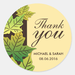 Adesivo Green Maple Leaf Weding Favor Obrigado Sticker