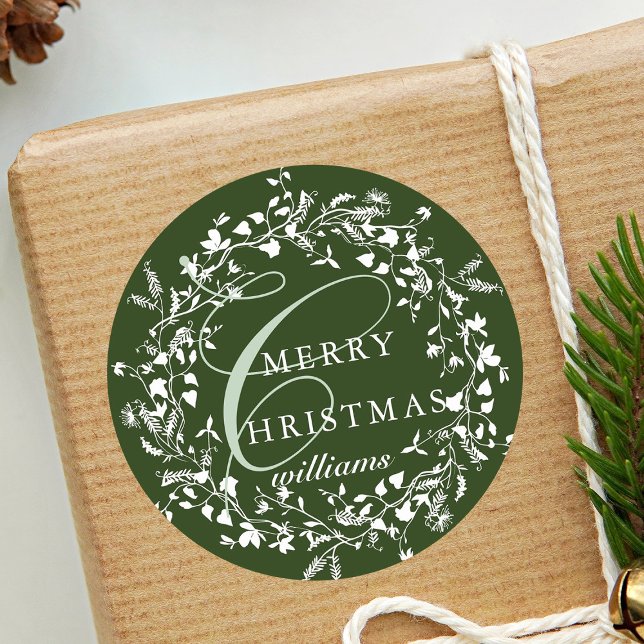 Adesivo Green Modern Boho Wildflower Wreath Natal (Criador carregado)