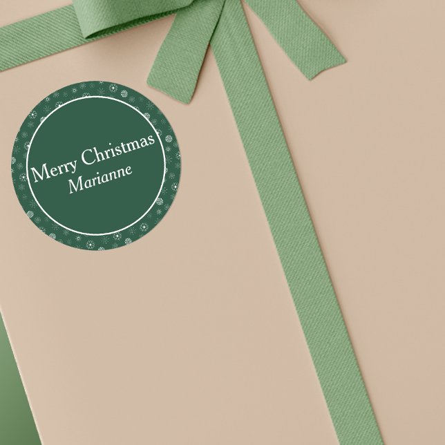 Adesivo Green Modern Snowflakes Feliz Natal (Green & Snowflakes Sticker)
