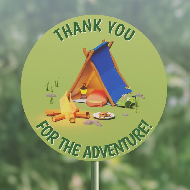 Adesivo Green Obrigado pela Festa de aniversário da aventu (Green Thank You for the Adventure Birthday Party Classic Round Sticker)