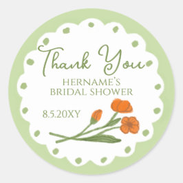 Adesivo Green Orange Whimsical Thank You Bridal Shower