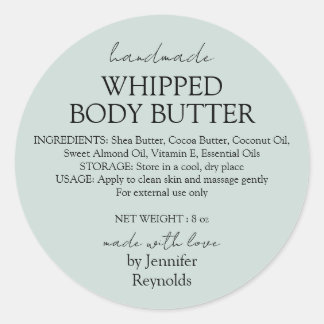 Adesivo Green Pastel Handmade Body Butter Organic Classic