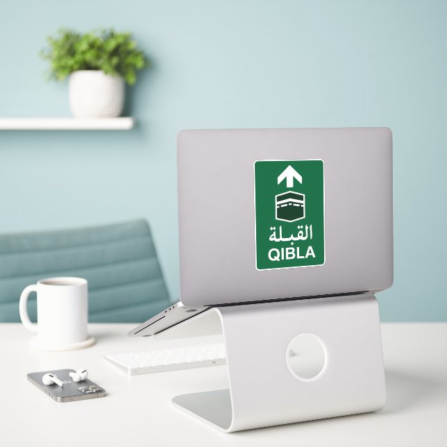 Adesivo Green Qibla Direction Sign (Laptop na mesa)