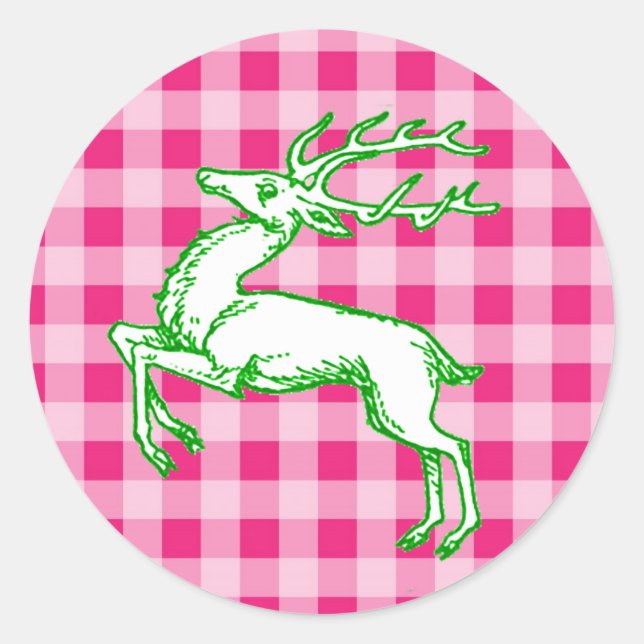Adesivo Green Reindeer Pink Gingham (Frente)