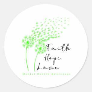 Adesivo Green Ribbon Dandelion Faith Hope Mental Health Aw