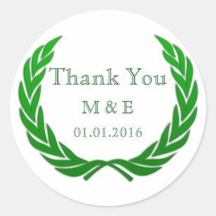 Adesivo Green Rustic Laurel Wreath Personalizada Obrigado