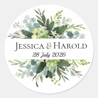 Adesivo Green Rustic Wedding Sticker Eucalyptus Label