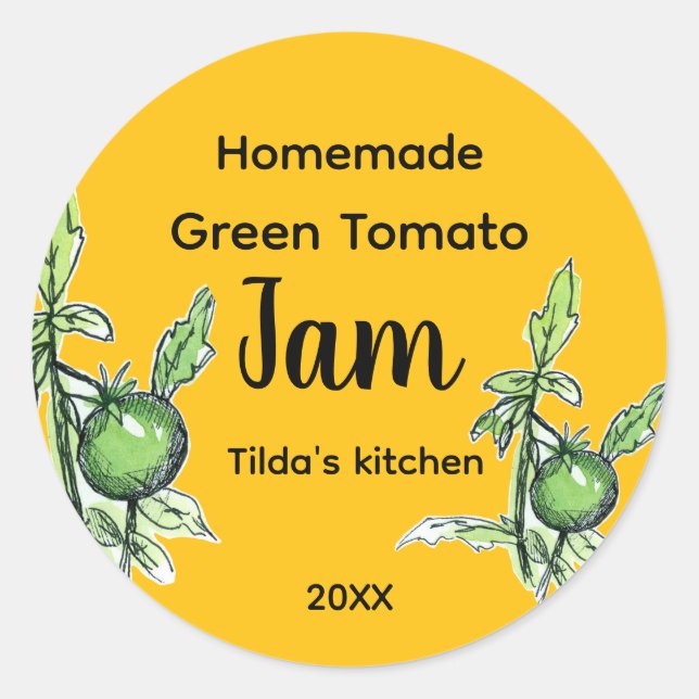 Adesivo Green Tomato Jam Homemade Product Label  (Frente)