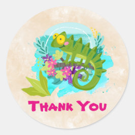Adesivo Green Tropical Lizard com Flores Obrigado