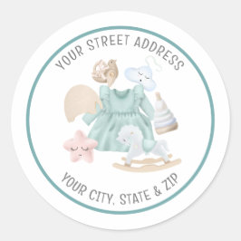 Adesivo Green Watercolor Baby Girl Return Address Sticker