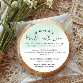 Adesivo Green Watercolor Made with Love Script Ingredient