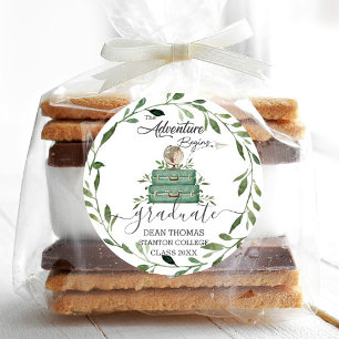 Adesivo Greenery Adventure Inicia Favor de Graduação de Vi