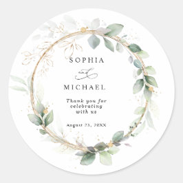 Adesivo Greenery and Gold Wedding Sticker