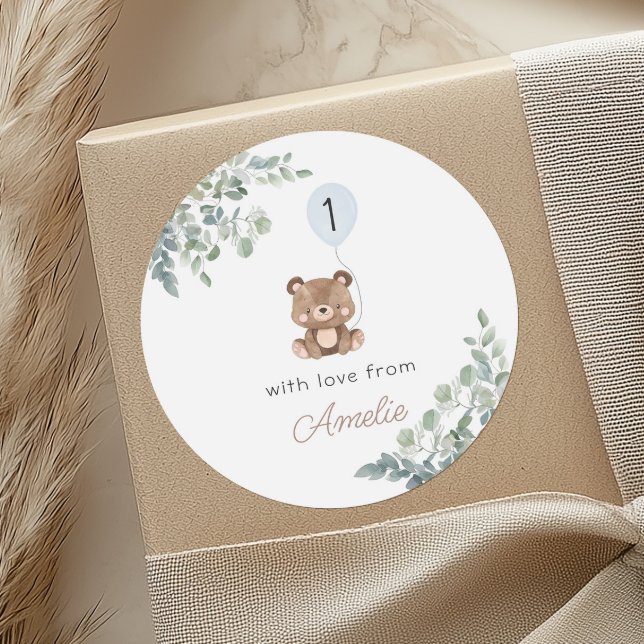 Adesivo Greenery Balloon Teddy Bear Primeiro Aniversário N (Criador carregado)