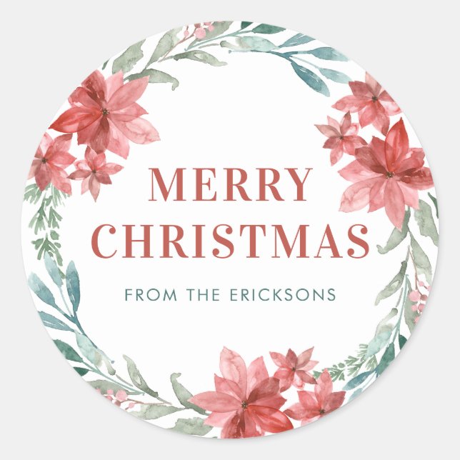 Adesivo Greenery e Poinsettia Wreath Natal (Frente)