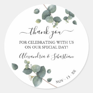 Adesivo Greenery Eucalyptus Wedding Obrigado