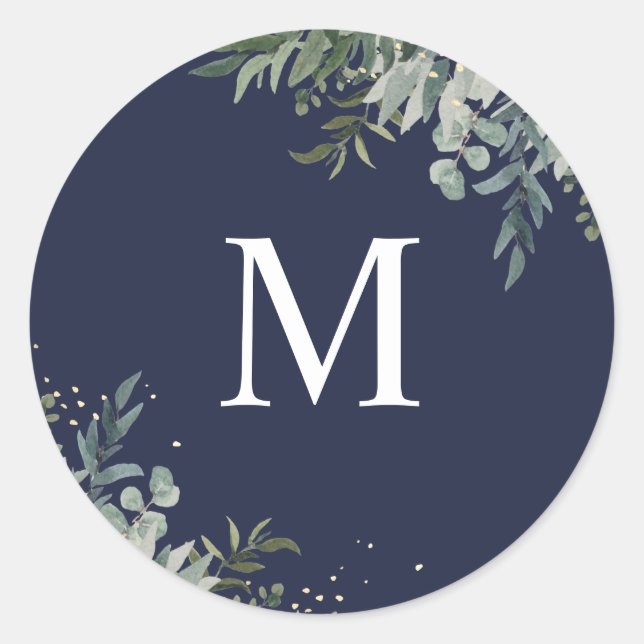 Adesivo Greenery | Fecho de Envelope de Casamento Monogram (Frente)