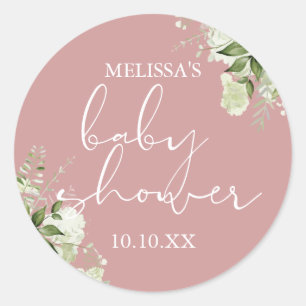 Adesivo Greenery Floral Dusty Rosa Girl Favor do Chá de fr