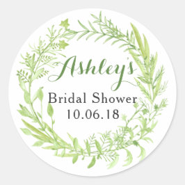 Adesivo Greenery Floral Wreath Chá de panela Obrigado