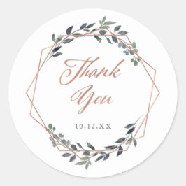 Adesivo Greenery Geo | Rosa Dourado Casamento Obrigado