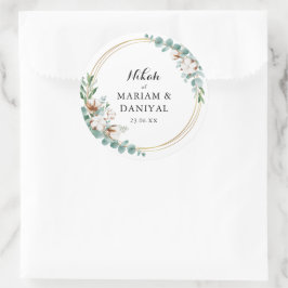 Adesivo Greenery Gold Floral Casamento Muçulmano Nikah Gra