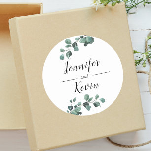 Adesivo Greenery Moderna Eucalipto Casamento Personalizado