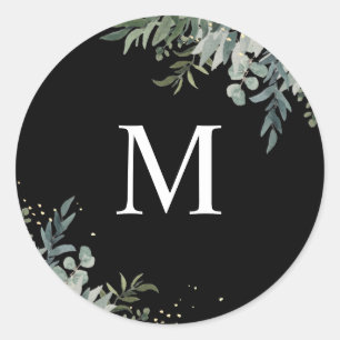 Adesivo Greenery Selo de Envelope Monograma Preto