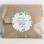 Adesivo Greenery Tropical Eucalyptus Obrigado<br><div class="desc">Esse obrigado de eucalipto tropical verde que você prefere adesivos redondos clássicos é perfeito para um casamento simples. A design apresenta uma folhagem elegante de eucalipto desenhada à mão,  inspirando a atmosfera positiva de verão.</div>