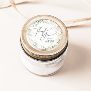 Adesivo Greenery Whimsical Dourado Obrigado Favor do Casam
