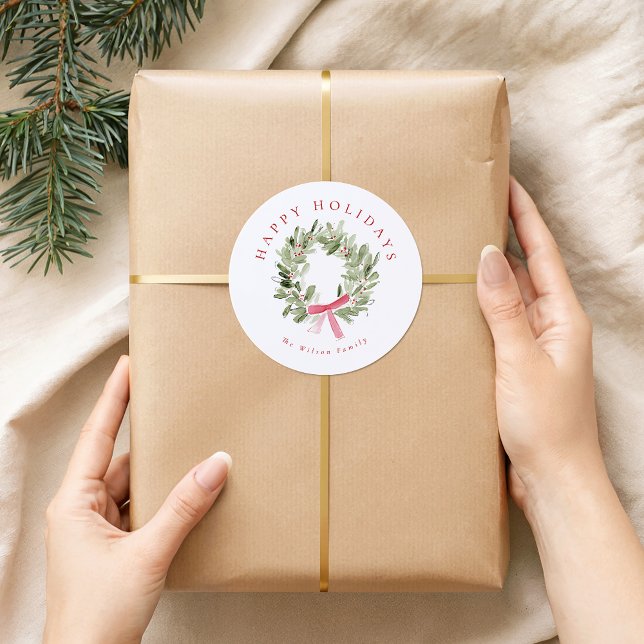 Adesivo Greenery Wreath & Red Bow Holiday (Criador carregado)