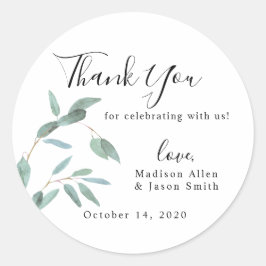 Adesivo Greeneryptus Leaf Casamento Simples Obrigado