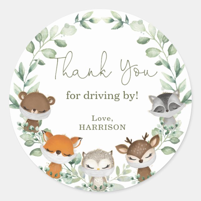 Adesivo Greeney Woodland Animais Quarentena Conduzida Por (Frente)