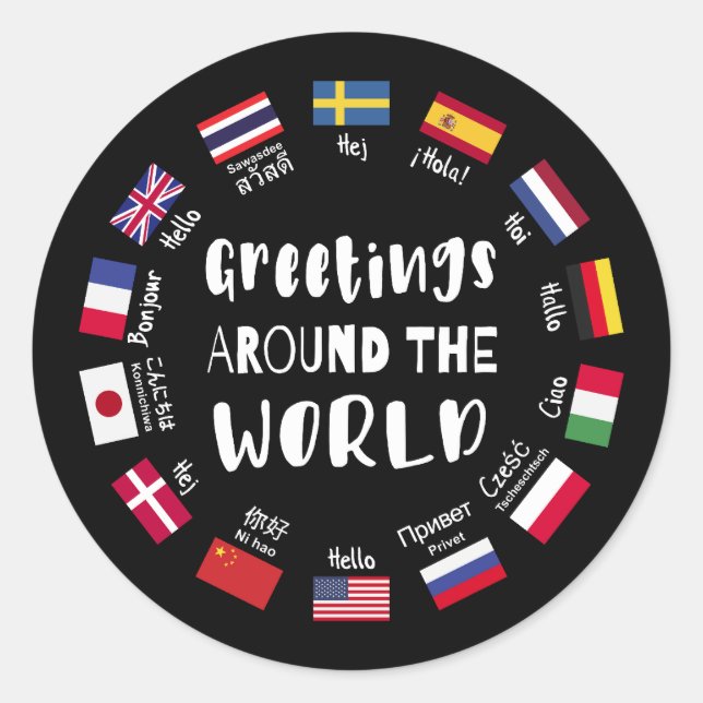 Adesivo Greetings around the world - Hello in all language (Frente)
