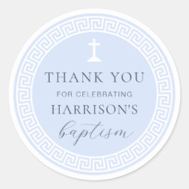 Adesivo Grego Key Blue Baptism Obrigado