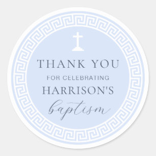 Adesivo Grego Key Blue Baptism Obrigado