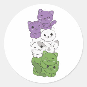 Adesivo Grelha de Sinalizador do Genderqueer Gelbtq Gato C