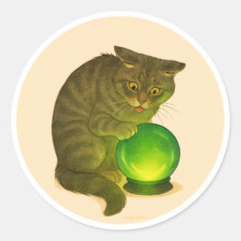 Adesivo Grey Shorthair cat with green crystal ball