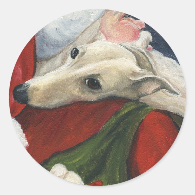 Adesivo Greyhound e Papais noeis Vinheta de Natal de Arte  (Frente)