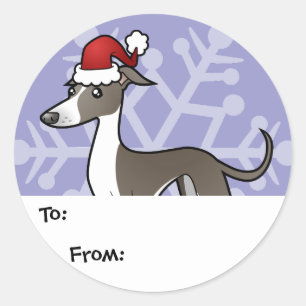 Adesivo Greyhound Natal / Whippet / Iggy Gift Tags
