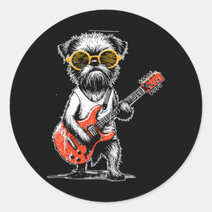 Adesivo Grifon de Bruxelas Antigo Tocando Música Rock com 