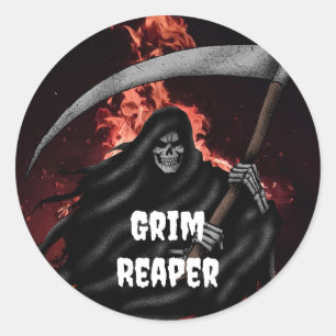 Adesivo Grim Reaper Fire Inferno Halloween Sticker