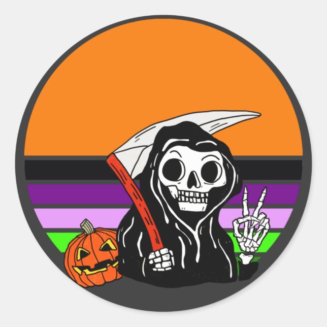 Adesivo Grim Reaper - Halloween Sunset Jack O'Lantern (Frente)