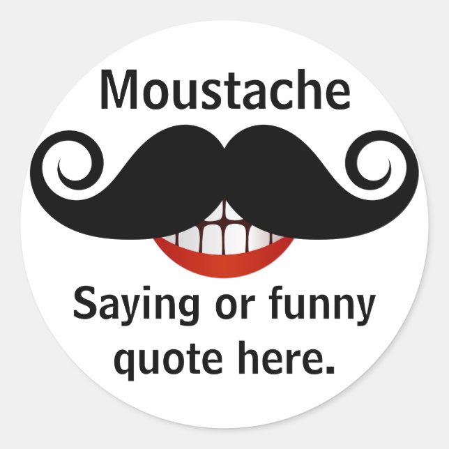 Adesivo Grin Curly Mustache e texto personalizável (Frente)