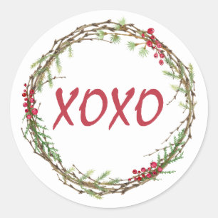 Adesivo Grinalda De Bagas De Verdura De Inverno Natal XOXO