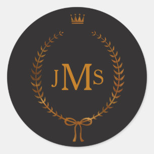 Adesivo Grinalda de cobre do louro com monograma elegante