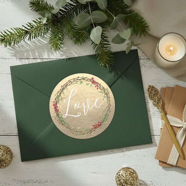 Adesivo Grinalda de Natal Amor Dourado (Criador carregado)
