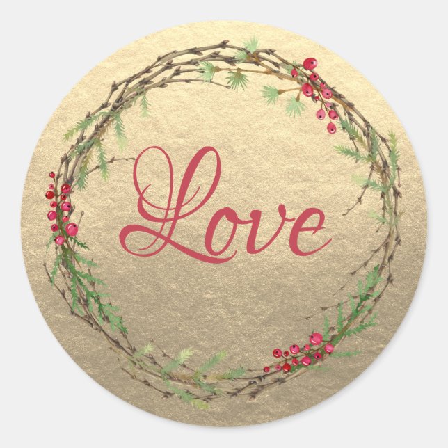 Adesivo Grinalda de Natal Amor Dourado (Frente)