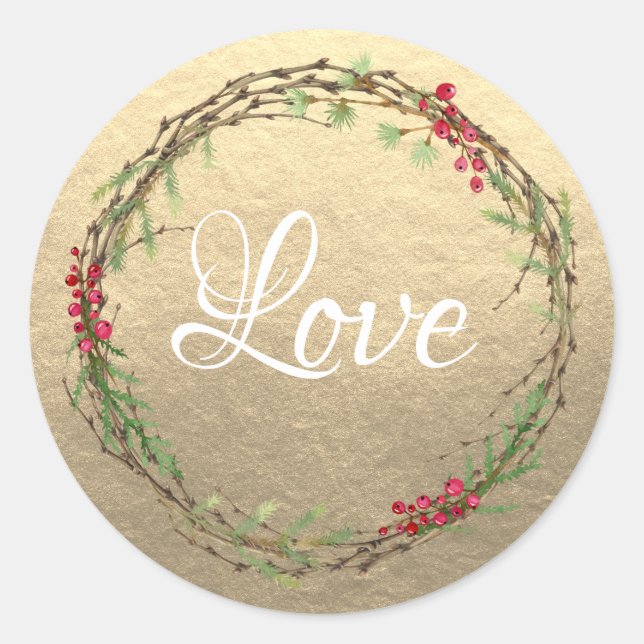 Adesivo Grinalda de Natal Amor Dourado (Frente)